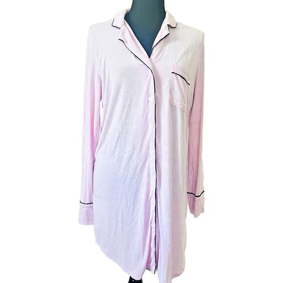 Victoria's Secret Sz Small Pink VS Soft Long Sleeve Button Up Sleep‎ Shirt Soft - Picture 2 of 5
